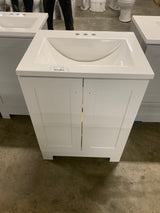 Everdean 25 in. W x 19 in. D x 34 in. H Single Sink Freestanding Bath Vanity in White with White Cultured Marble Top