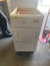 Hampton Satin White Raised Panel Assembled Drawer Base Kitchen Cabinet with Drawer Glides (18 in. x 34.5 in. x 24 in.)