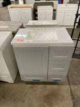 Bannister 31 in. W x 19 in. D x 35 in. H Single Sink Bath Vanity in Pearl Gray with White Cultured Marble Top