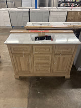 Doveton 48 in. W x 19 in. D x 34.50 in. H Freestanding Vanity in Weathered Tan with White Engineered Stone Top