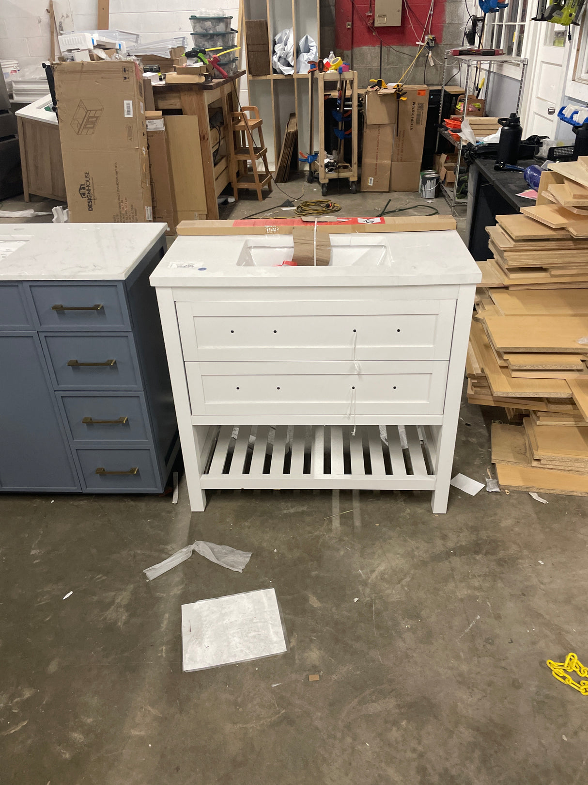 Autumn 36 in. W x 19 in. D x 34.5 in. H Single Sink Bath Vanity in White with White Engineered Stone Top