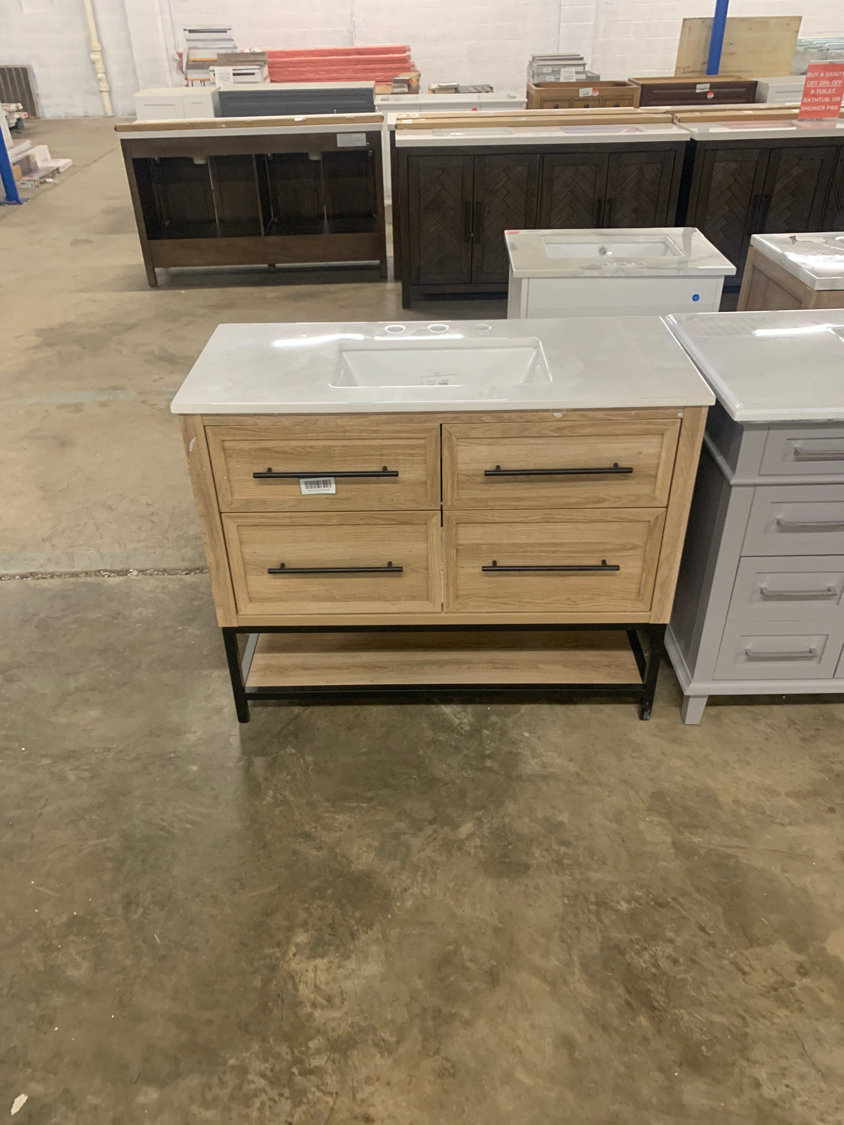 Corley 42 in. W x 19 in. D x 34.50 in. H Bath Vanity in Natural Oak with White Cultured Marble Top