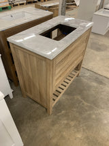 Autumn 36 in. W x 19 in. D x 34.5 in. H Single Sink Bath Vanity in Weathered Tan with White Engineered Stone Top