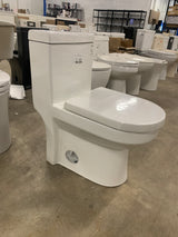 10 in. Rough-In 1-piece 0.8/1.28 GPF Dual Flush Round Toilet in White, Seat Included