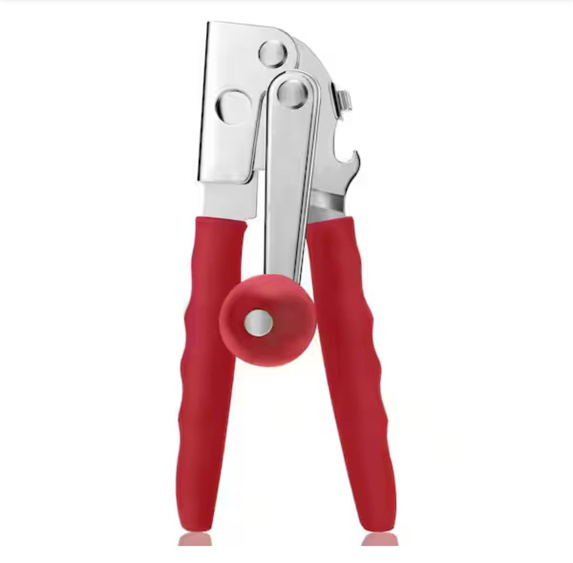 Heavy Duty Hand Crank Red Can Opener Manual with Comfortable Handles, Large Handheld Can Openers for Seniors