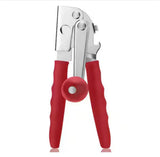 Heavy Duty Hand Crank Red Can Opener Manual with Comfortable Handles, Large Handheld Can Openers for Seniors