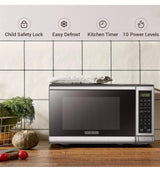 0.7 cu. ft. 700 Watt Compact Countertop Microwave in Stainless Steel with Safety lock, One-Touch Button and Eco Mode
