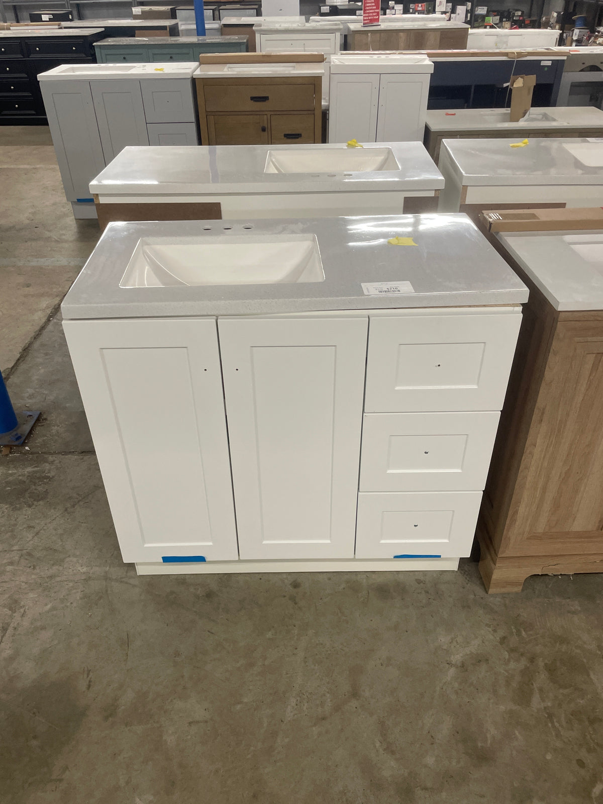 Bannister 37 in. W x 19 in. D x 35 in. H Single Sink Freestanding Bath Vanity in White with White Cultured Marble Top
