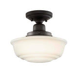 Belvedere Park 10.625 in. 1-Light Espresso Bronze Schoolhouse Round Semi Flush Mount, Farmhouse Ceiling Light