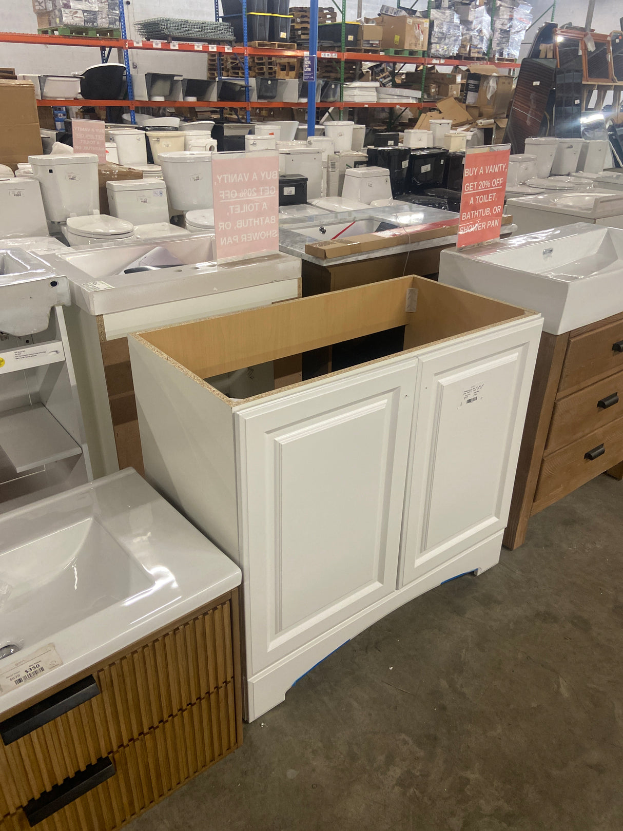 Glacier Bay 37 in. W x 19 in. D x 35 in. H Single Sink Freestanding Bath Vanity in White without Top