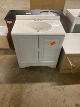 31 in. Single Sink Pearl Gray Bath Vanity with White Cultured Marble Top (Assembled)