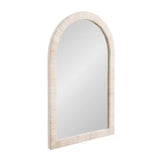 Rahfy White 20 in. W x 30 in. H Arch Natural Material Framed Mirror