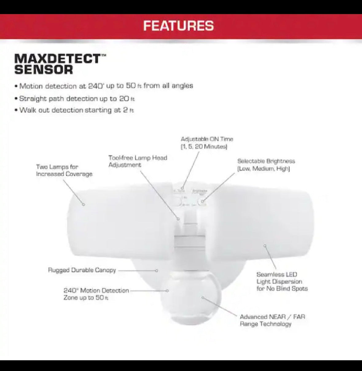 Motion Detecting 360-Degree Indoor/Outdoor Wi-Fi Home Security Camera with Light