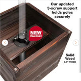 Large 14 in. Dark Brown Wooden Planter Box with String Light Pole Sleeve