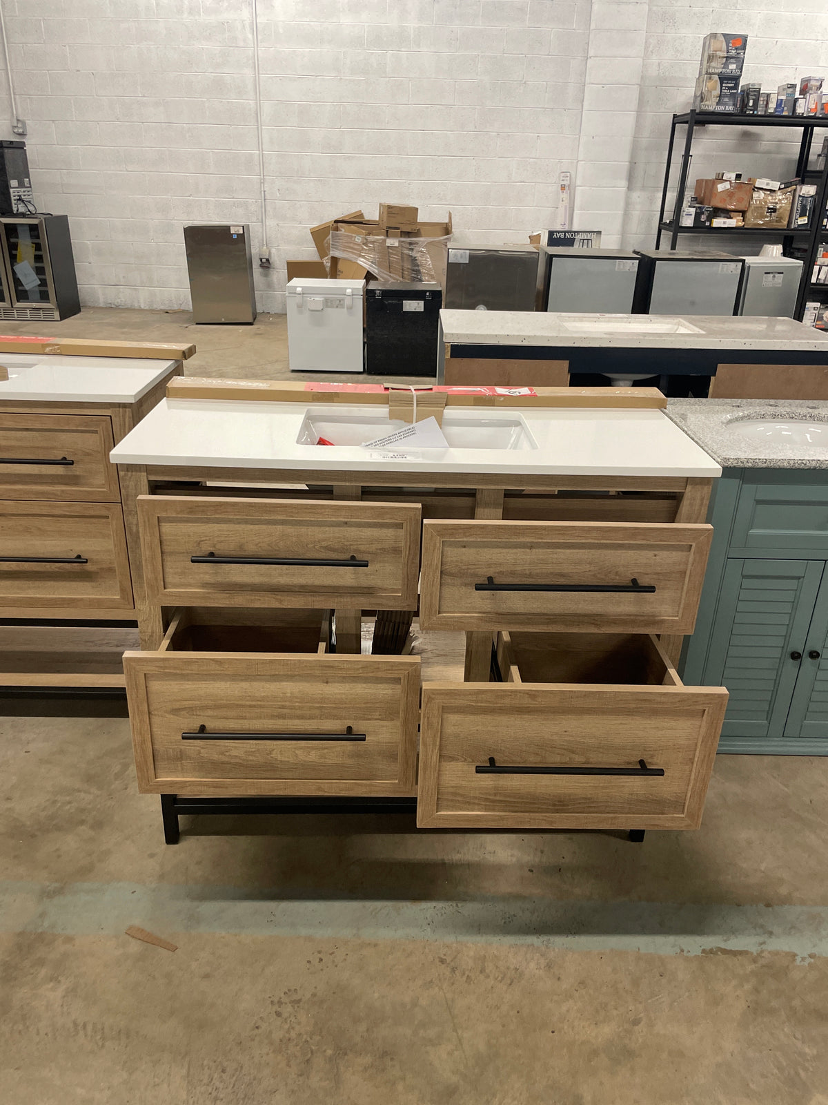 Corley 42 in. W x 19 in. D x 34.50 in. H Bath Vanity in Natural Oak with White Cultured Marble Top