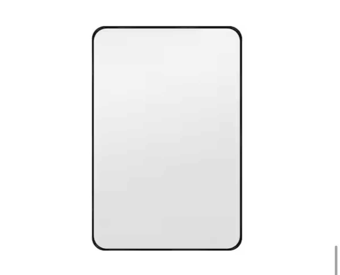 30 in. W x 40. 2 in. H Rectangular Aluminum Frame Square Black Wall Mirror