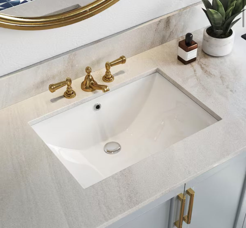 23-5/8 in. Rectangular Glazed Ceramic Undermount Bathroom Vanity Sink in White with Overflow Drain