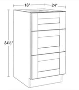 Richmond Vesuvius Gray Plywood Shaker Ready to Assemble Drwer Base Kitchen Cabinet Sft Cls 18 in W x 24 in D x 34.5 in H