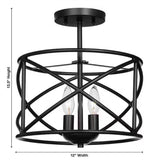 Hastings 13.5 in. 2-Light Oil Rubbed Bronze Modern Entryway Semi-Flush Mount with Open Cage Design