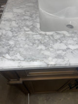 Caville 30 in. W x 22 in. D x 34 in. H Single Sink Bath Vanity in Almond Latte with Carrara Marble Top