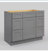 42 in. W x 21 in. D x 34.5 in. H in Shaker Grey Plywood Ready to Assemble Floor Vanity Sink Base Kitchen Cabinet