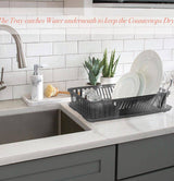 Large Dish Rack with Tray in Smoke Grey