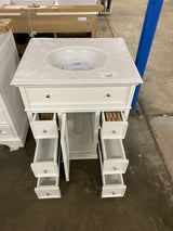 Hampton Harbor 28 in. W x 22 in. D Bath Vanity in White with Natural Marble Vanity Top in White