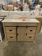 Brindley 48 in. W x 20 in. D x 35 in. H Single Sink Freestanding Bath Vanity in Aged Oak with White Engineered Stone Top