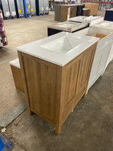 Moorside 30 in. Single Sink Sweet Maple Bath Vanity with White Engineered Stone Top (Assembled)