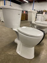 19 in. Rear Discharge Toilet 2-Piece 1.0/1.6 GPF Dual Flush Round Toilet in White, Seat Included