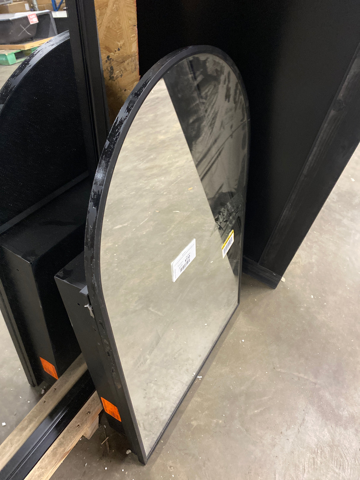 24 in. W x 36 in. H Arched Recessed/Surface Mount Medicine Cabinet with Mirror in Black