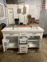 Bellington 60 in. Double Sink Freestanding White Bath Vanity with White Engineered Stone Top (Assembled)