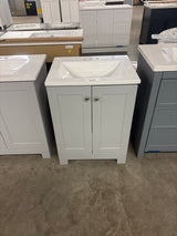 24 in. W x 19 in. D x 33 in. H Single Sink Freestanding Bath Vanity in Pearl Gray with White Cultured Marble Top