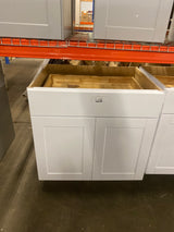 Shaker 33 in. W x 24 in. D x 34.5 in. H Assembled Base Cabinet in Satin White