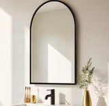 2-Piece 24 in. W x 36 in. H Arched Recessed/Surface Mount Medicine Cabinet with Mirror in Black