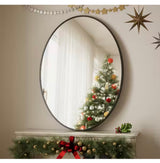 20 in. x 28 in. Oval Black Classic Aluminum Alloy Framed Wall Mirror