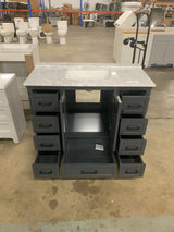 Merryfield 43 in. Single Sink Dark Blue-Grey Bath Vanity with White Carrara Marble Top (Assembled)