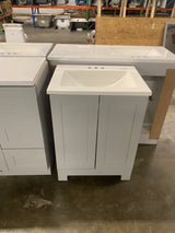 24 in. W x 19 in. D x 33 in. H Single Sink Freestanding Bath Vanity in Pearl Gray with White Cultured Marble Top