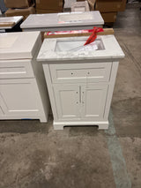 Doveton 24 in. W x 19 in. D x 34 in. H Single Sink Bath Vanity in White with White Engineered Marble Top