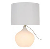 17.25 in. Frosted White Classic Table Lamp for with Natural Linen Shade, Nightlight in Base