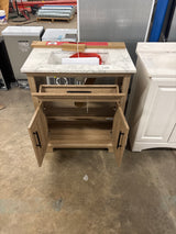 Doveton 30 in. W x 19 in. D x 34.50 in. H Freestanding Vanity in Weathered Tan with White Engineered Stone Top