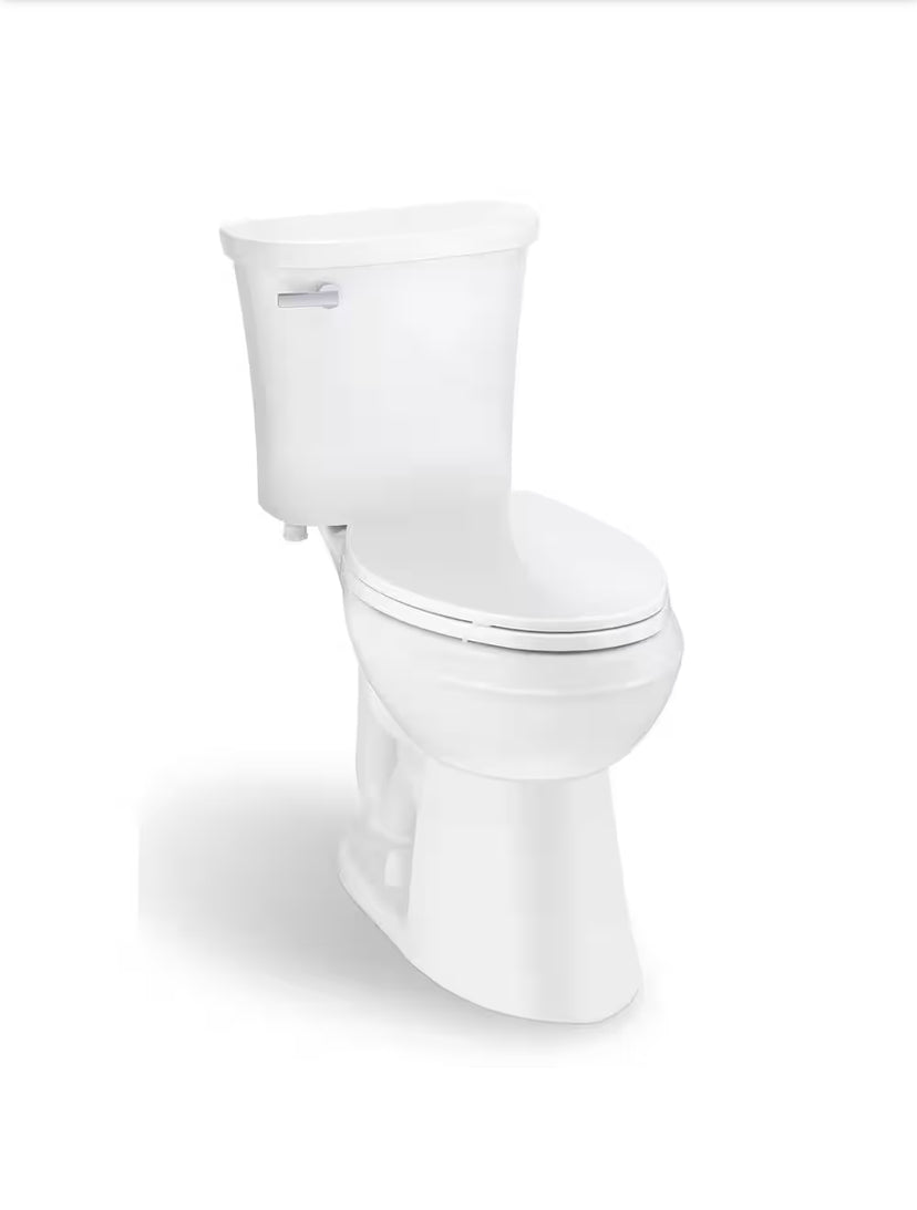 Power Flush 2-Piece 1.28 Gallons Per Flush GPF Single Flush Elongated Toilet in White with Slow-Close Seat Included