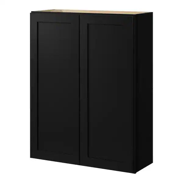 Avondale 33 in. W x 12 in. D x 42 in. H Ready to Assemble Plywood Shaker Wall Kitchen Cabinet in Raven Black