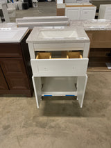 Clady 25 in. W x 19 in. D x 35 in. H Single Sink Freestanding Bath Vanity in White with Silver Ash Cultured Marble Top