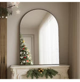 24 in. W x 36 in. H Arched Black Aluminum Alloy Framed Wall Mirror