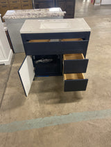 Clady 36.5 in. W x 18.75 in. D Bath Vanity in Deep Blue with Cultured Marble Vanity Top in Silver Ash with White Sink
