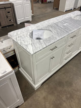 Windlowe 73 in. W x 22 in. D x 35 in. H Bath Vanity in White with Carrara Marble Vanity Top in White with White Sink