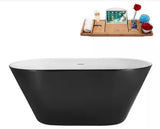 54 in. x 30 in. Acrylic Freestanding Soaking Bathtub in Glossy Black with Polished Gold Drain
