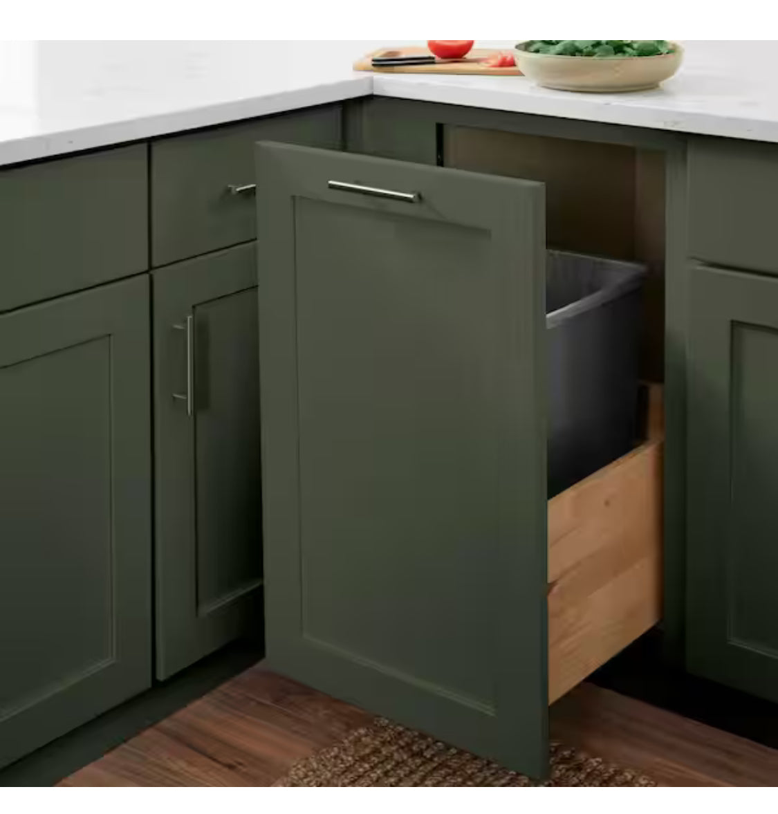 Avondale 18 in. W x 24 in. D x 34.5 in. H Ready to Assemble Plywood Shaker Trash Can Kitchen Cabinet in Fern Green