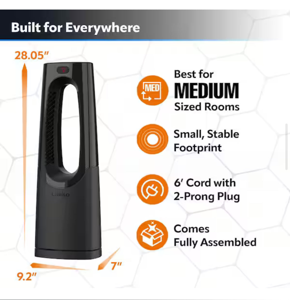 Bladeless 1500W 28 in. Black Electric Oscillating Tower Ceramic Space Heater with Remote Control and Digital Display